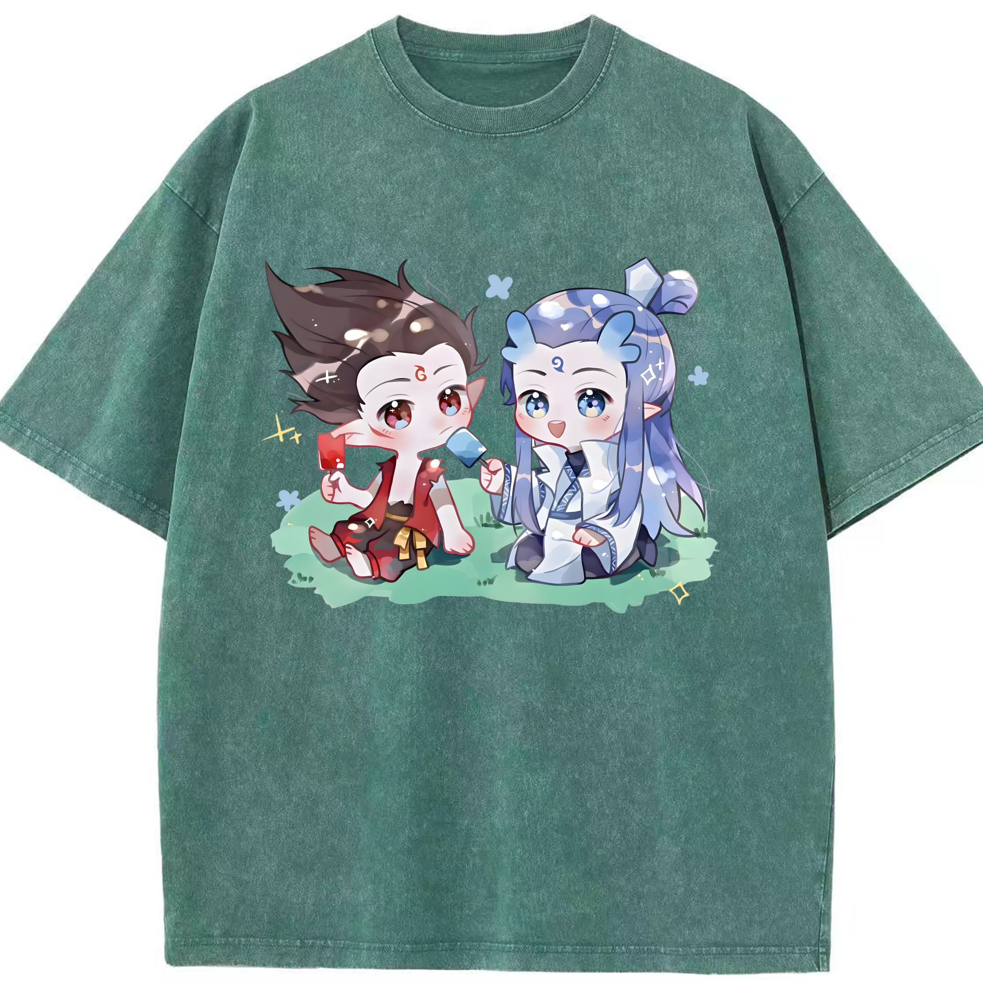 （画像用） Ne Zha 2 ナタ 魔童の大暴れ 綿100% ヴィンテージ風 半袖Tシャツ（フロントプリント）
